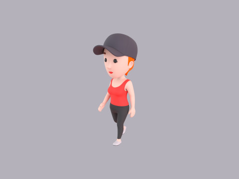 Cartoon Female Character Rigged 041 Model 3D