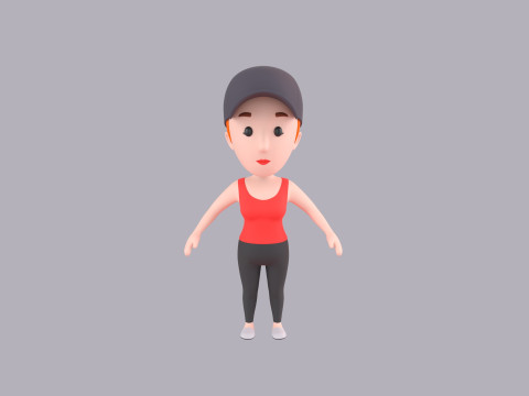 Cartoon Female Character Rigged 041 Model 3D