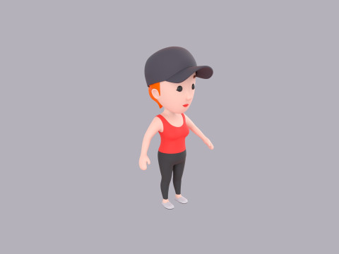 Cartoon Female Character Rigged 041 Model 3D