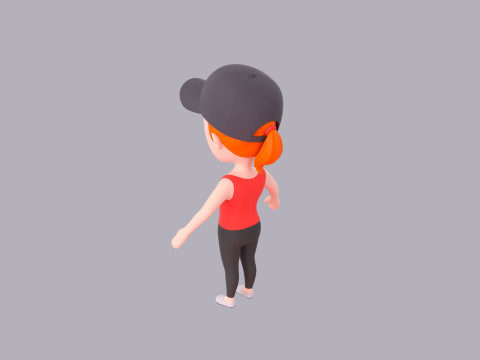 Cartoon Female Character Rigged 041 Model 3D