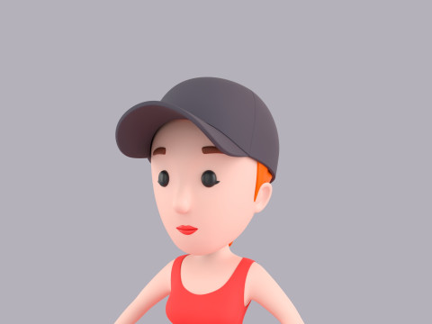 Cartoon Female Character Rigged 041 Model 3D