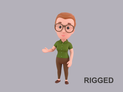 Cartoon Female Character Rigged 042 3Dモデル