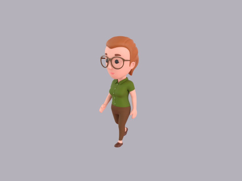 Cartoon Female Character Rigged 042 Modelo 3D