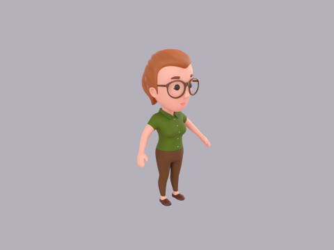 Cartoon Female Character Rigged 042 Modelo 3D