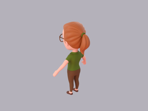 Cartoon Female Character Rigged 042 Modelo 3D