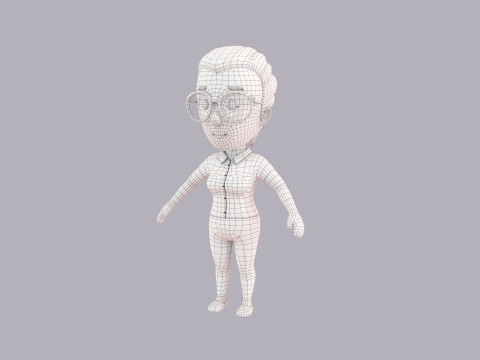 Cartoon Female Character Rigged 042 Modelo 3D