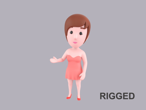 Cartoon Female Character Rigged 043 3Dモデル