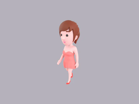 Cartoon Female Character Rigged 043 3D Model