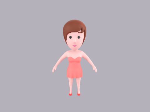 Cartoon Female Character Rigged 043 3Dモデル