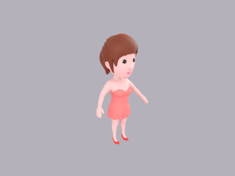 Cartoon Female Character Rigged 043 3Dモデル