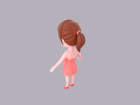 Cartoon Female Character Rigged 043 3D Model