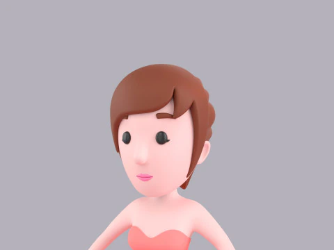 Cartoon Female Character Rigged 043 3D Model