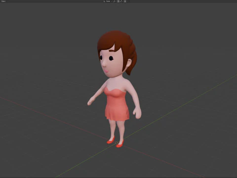 Cartoon Female Character Rigged 043 3D Model