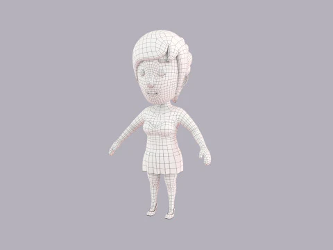 Cartoon Female Character Rigged 043 3D Model