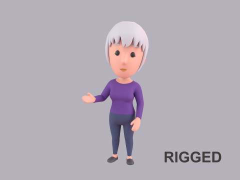 Cartoon Female Character Rigged 044 Modelo 3D