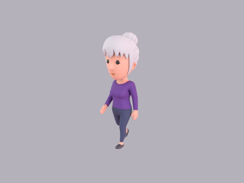 Cartoon Female Character Rigged 044 3D 模型