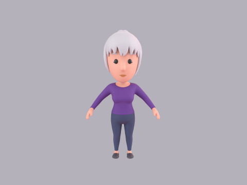 Cartoon Female Character Rigged 044 3D 模型