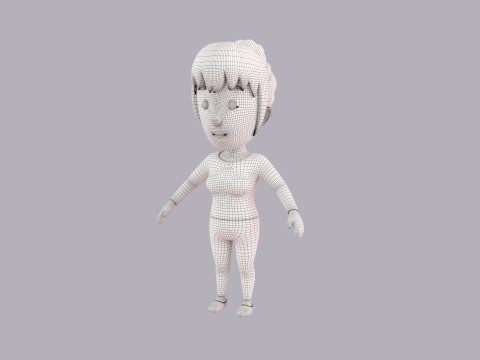 Cartoon Female Character Rigged 044 3D 模型