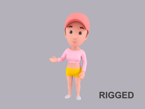 Cartoon Female Character Rigged 045 Modèle 3D