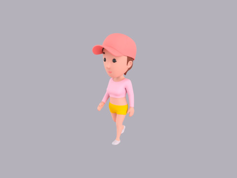 Cartoon Female Character Rigged 045 Modèle 3D