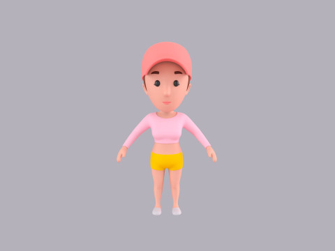 Cartoon Female Character Rigged 045 Modèle 3D