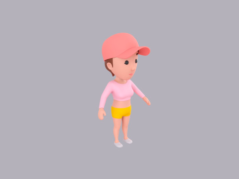 Cartoon Female Character Rigged 045 Modèle 3D