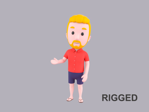Cartoon Male Character Rigged 026 3D Model