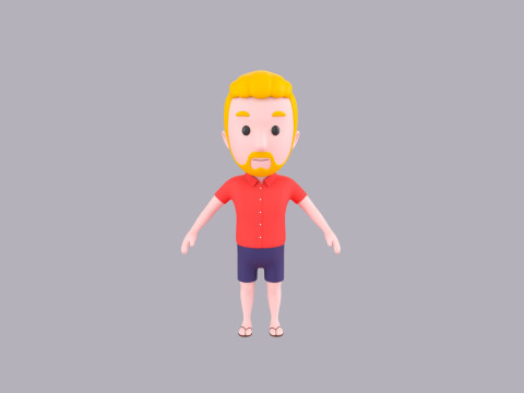 Cartoon Male Character Rigged 026 3D Model