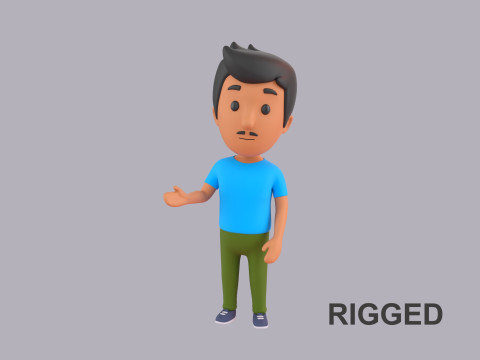 Cartoon Male Character Rigged 027 3D Model