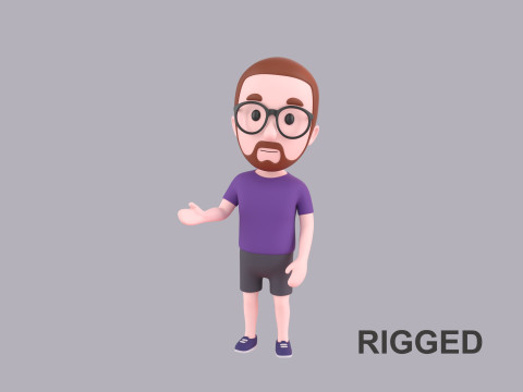 Cartoon Male Character Rigged 028 3D Model