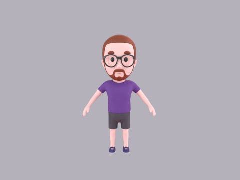 Cartoon Male Character Rigged 028 3D Model
