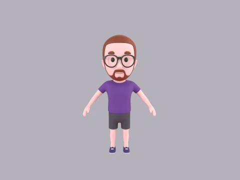 Cartoon Male Character Rigged 028 3D Model