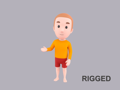 Cartoon Male Character Rigged 030 3D Model