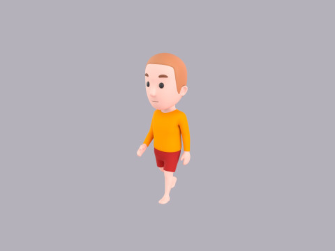 Cartoon Male Character Rigged 030 3D Модель