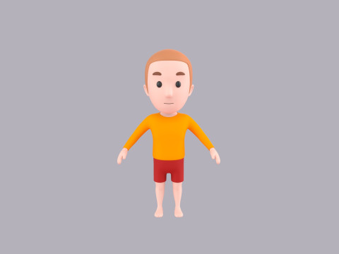 Cartoon Male Character Rigged 030 3D Модель