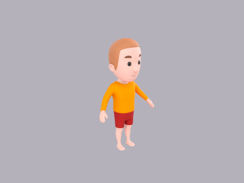 Cartoon Male Character Rigged 030 3D Модель