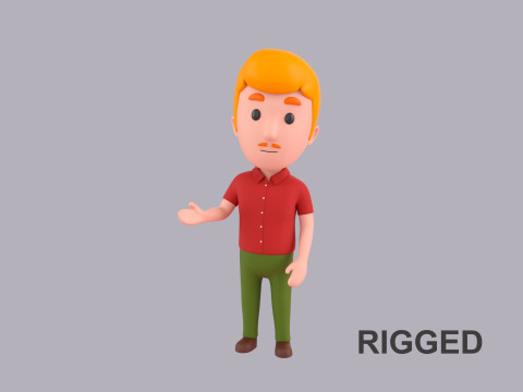 Cartoon Male Character Rigged 031 3D Model