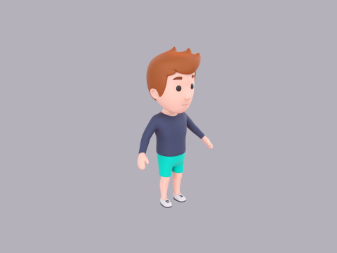 Cartoon Male Character Rigged 032 3D 모델