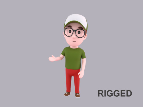 Cartoon Male Character Rigged 033 3D Model