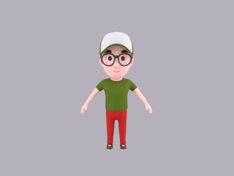 Cartoon Male Character Rigged 033 3D Model