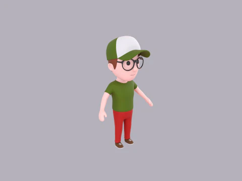 Cartoon Male Character Rigged 033 3D Model