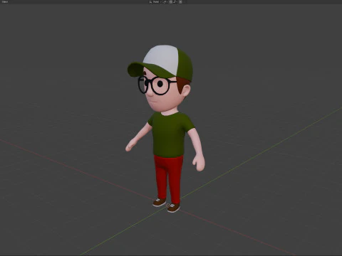 Cartoon Male Character Rigged 033 3D Model
