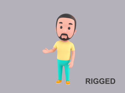 Cartoon Male Character Rigged 034 3D Model