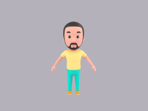 Cartoon Male Character Rigged 034 3D मॉडल