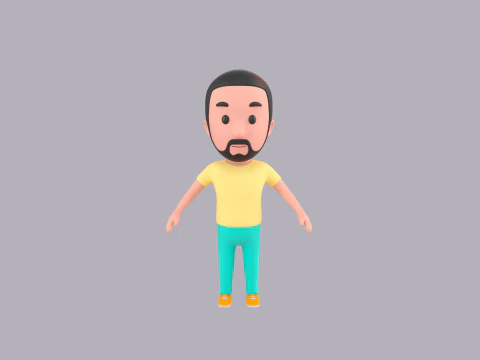Cartoon Male Character Rigged 034 3D Model
