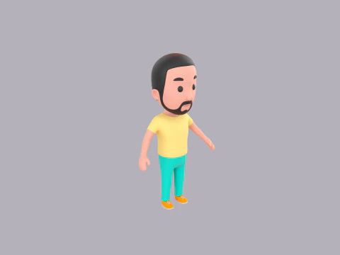 Cartoon Male Character Rigged 034 3D Model