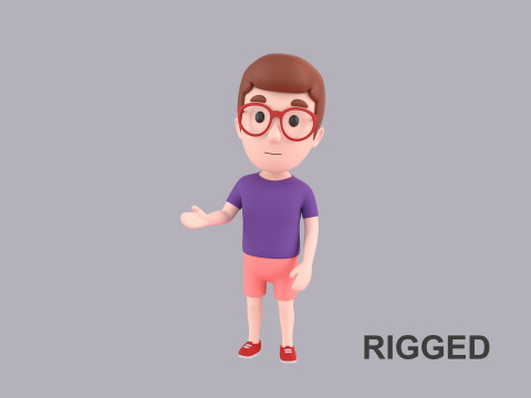 Cartoon Male Character Rigged 035 3D Model