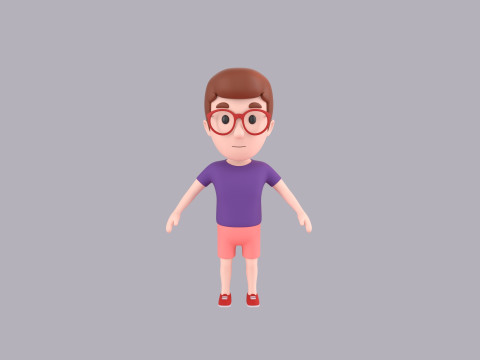 Cartoon Male Character Rigged 035 3D Модель