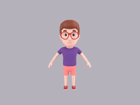 Cartoon Male Character Rigged 035 3D Model