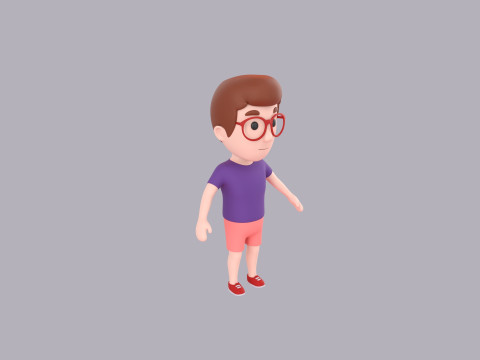 Cartoon Male Character Rigged 035 3D Модель